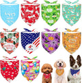 10PCS/Pack Holiday Dog Bandanas for Large XL XXL Breed Dog Easter 4th of July Birthday Halloween Christmas Thanksgiving New YearTriangle Scarf Festival Costume