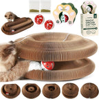 2X Magic Organ Cat Scratcher Board Toy with Bell Ball and Catnip - Longer, Stretchier Accordion Cardboard Scratching Pad with 4 Strong Magnets - Interactive Fun and Enrichment for Indoor Cats
