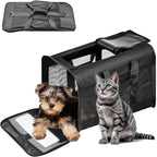 FluffyDream Pet Travel Carrier Soft Sided Portable Bag for Cats, Small Dogs, Kittens or Puppies, Collapsible, Durable, Airline Approved, Travel Friendly, Carry Your Pet with You Safely and Comfortably