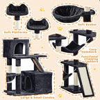 Yaheetech Cat Tree, 82.5in Extra Large Tower w/Cute Perches, Cozy Condo, 8 Scratching Posts, Basket, Multi Level Cat Tree for Indoor Cats, Black