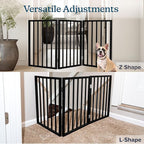 Pet Gate - 3-Panel Indoor Foldable Dog Fence for Stairs, Hallways, or Doorways - 54x24-Inch Wood Freestanding Dog Gates by PETMAKER (Black)