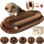 Magic Organ Cat Scratcher with Bell Ball and Catnip - Longer, Stretchier Accordion Cardboard Scratching Pad with 4 Strong Magnets - Interactive Kitty Kurlz Cat Toy