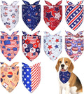 10PCS 4th of July Dog Bandanas American Flag Stars and Stripes Patriotic Balloons Pattern for Medium Boys Girls Independence Day Party Grooming Accessories