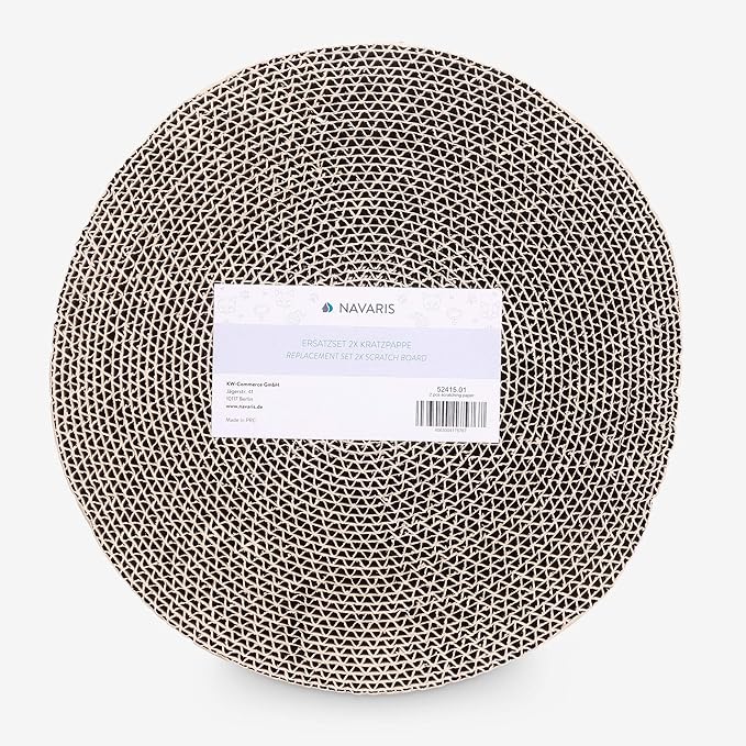 Navaris Round Cat Scratcher Pads (Pack of 2) - 13 3/8" Diameter x 1 3/8" High (34 cm x 3.5 cm) - Refills Cardboard Cat Scratcher Bed 52414