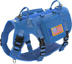Forestpaw Dog Harness Medium Sized,Tactical Dog Harness with Handle,No Pull Military Style Service Dog Vest with Pockets Adjustable for Medium Large Dogs,Blue,Chest 19.5-41.5"