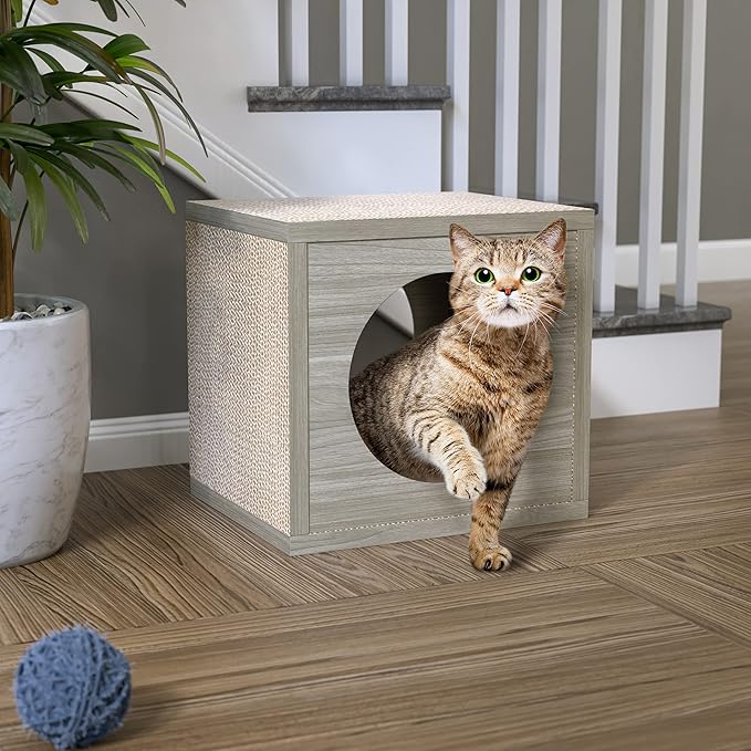 Way Basics Premium Cube Cat Scratcher Lounge - Scratch and Play zBoard Lasts 5X Longer
