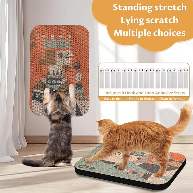 2 Pack Art Cat Scratcher, Wall-Mountable Cat Scratch Pad, Wall Cat Scratcher 16.7x11x1 Inch Cat Scratching Board for Indoor Cats Toy(Poker)