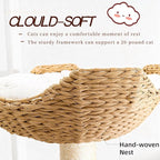 Cat Tree Tower, Modern Cat Tree with Hand-Woven Basket Nest, Sisal Posts, Extra Large 54 Inch Heavy-Duty Multi-Level Indoor Wood Tower