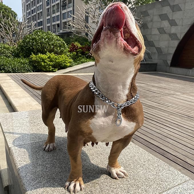 Adjustable Strong Lobster Clasps Dog Titan Collar Training Walking Metal Dog Duty Chew Proof for Medium Large Dogs American Pitbull German Shepherd