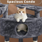 Yaheetech 46in Cat Tree Tower | Multi-Level Indoor Activity Center with Spacious Condos, Scratching Posts, Large Top Plush Perch | Sturdy, Easy to Assemble | for Kittens, Adult & Senior Cats