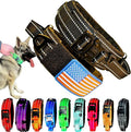 2-Inch Wide Tactical Dog Collar with Control Handle, Adjustable for Medium & Large Dogs, Military Style with Heavy-Duty Metal Buckle, USA Flag Patch & Customizable Name Plate, Training & Everyday Use