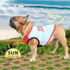 iChoue 2pcs French Bulldog Summer Cooling Shirt for Dogs UV Sun Protection Vest Sleeveless Breathable Tank Top English Pug Blue Grey Red Grey - Medium