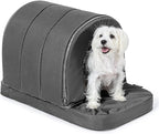Orthopedic Dog House 2.0 - Outdoor Waterproof Dog Shelter w/Porch - Scratch Proof Indoor Pet House w/Egg-Crate Foam - Ideal for Small Breeds & Fits 24-Inch Crate - 23"x16", Charcoal