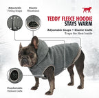 Tuff Pupper Fleece Dog Hoodie Sweater | Teddy Sherpa Outer & Soft Polar Fleece Lining | Adjustable Fit Winter Coat with Hood, Leash Hole, Ribbed Cuffs | for Small Medium Large XL XXL Dogs (Grey, XXS)