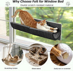 Cat Window Perch with Scratching Bed,Versatile Climbing Shelves Mounted by Strong Suction Cups, Solid Metal Frame and Anti-Slip Felt for Hide,Nap and Sunbath, Glass Protection Design(Grey)
