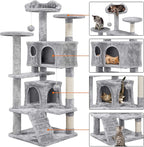 Topeakmart 54in Cat Tree, Cat Tower w/Large Cat Condo Scratching Posts and Perch, Cat Stand House Furniture, Light Gray