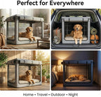 Dog Crate Cover, Heavy Duty 1680D Waterproof Oxford Cloth with Breathable Mesh & Detachable Sunshade, Universal Fit for Wire Crates, All-Weather Indoor Outdoor Use (38-Inch)