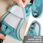 Dog Harness for Small Dogs and Leash Set, Honeycomb Grid, Reflective Lightweight Harness & Anti-Twist Pet Lead Multi Color, Size: XS-S-M. (S, Sky Blue)