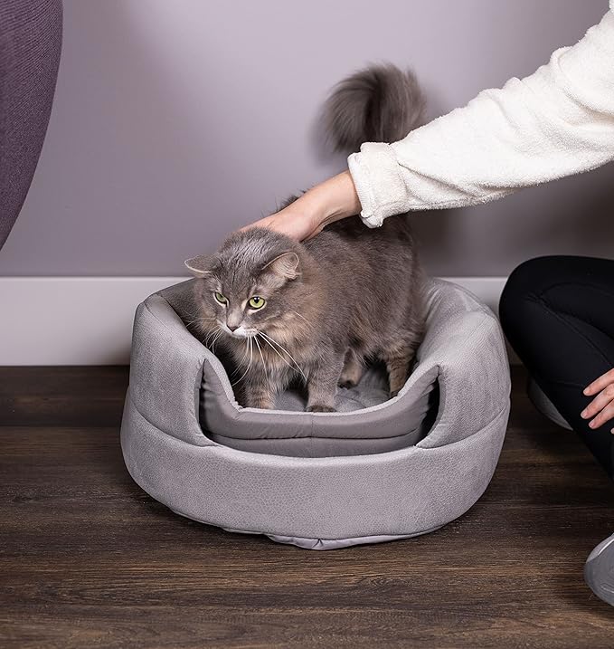 BIRDROCK HOME 2 in 1 Pet Bed for Cats or Small Dogs - Cozy Cat Cave or Plush Dog Bed - Indoor Teepee House for Pets (15 Inch Wide, Beige)