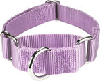 Mikivery Martingale Dog Collar Nylon Adjustable and Safety Training Metal Buckle Dogs Collars for Small Medium and Large Breed(Violet,L)