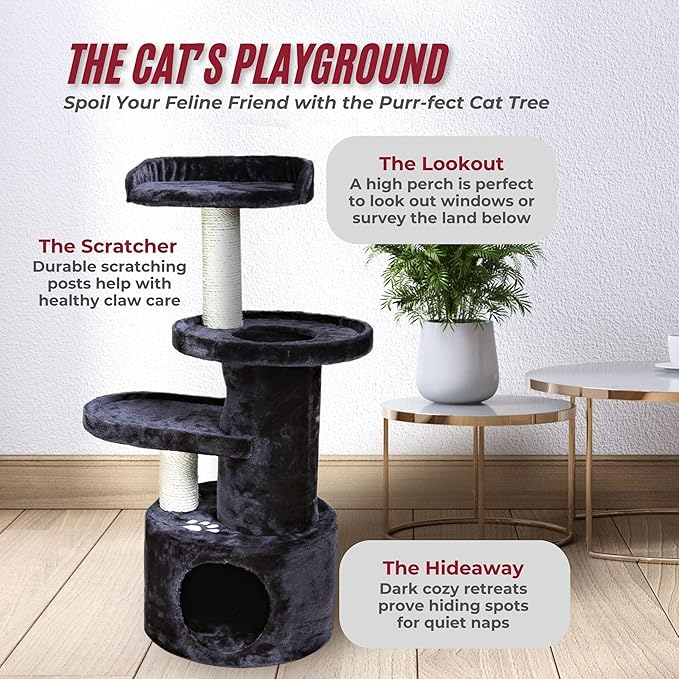 TRIXIE Pet Products Oviedo Cat Tree, Dark Gray, 3 levels (43847)