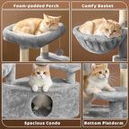 Yaheetech 46in Cat Tree Tower | Multi-Level Indoor Activity Center with Spacious Condos, Scratching Posts, Large Top Plush Perch | Sturdy, Easy to Assemble | for Kittens, Adult & Senior Cats