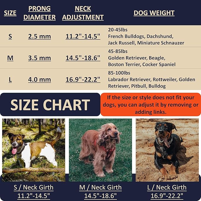 Dog Training Collar with Quick-Release Buckle, Adjustable Stainless Steel Collar for Small Medium Large Dogs (Pink, S Neck Girth 11.2"-14.5")