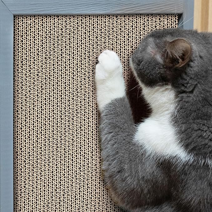 COZIWOW Cat Scratch Pad, Art Cat Wall Scratcher, Vertical Wall-Mounted Cat Scratching Board with Box for Indoor Cats Toy Furniture Protector, 7 PCS