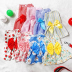 Sanwuta 8 Pieces Dog Bowknot Dresses Puppy Clothes Outfits Princess Dresses Soft Lightweight Summer Fruit Floral Pattern Pet Skirts for Girl Puppy(Cute,XX-Large)