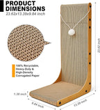 Value 2-Pack 23.6 Inch L-Shaped Cardboard Cat Scratcher, Dual Use (Vert/Horiz) Scratch Pad with Toy Balls, Wall-Mountable Furniture Protector Cat Scratchers for Indoor Cats