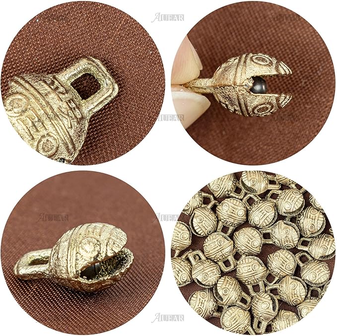 AUEAR, 100 Pieces Vintage Brass Bells 11mm Mini Jingle Bell for DIY Wind Chimes Home Decor
