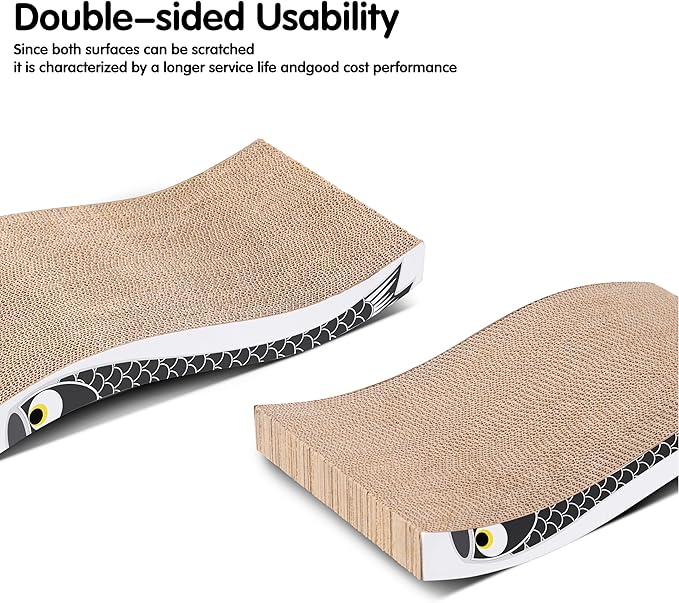 Cat Scratcher, Heavy Duty Scratch Pad, Durable Corrugated Cardboard Scratching Board for Indoor Cats, Double-Sided Usability, Recyclable, with Catnip