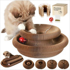 Magic Organ Cat Scratcher with Bell Ball and Catnip - Longer, Stretchier Accordion Cardboard Scratching Pad with 4 Strong Magnets - Interactive Kitty Kurlz Cat Toy
