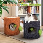 NUNU LAB Small Cat Tree for Indoor Cat- Natural Solid Wood Cat Tree Tower with Perch & Hideout, Compact Cat Condo with Sisal Scratching Post, Indoor Cat Furniture for Kittens & Small Cats (Green)