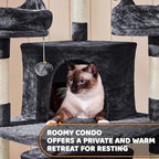 Yaheetech 68.5in Cat Tree for Large Cats, Multi-Level Cat Tower with 3 Wide Perches, Large Condo, Stable Pet Play House w/Sisal-Covered Scratching Posts & Board, Black