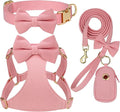 Beirui Adorable Small Dog Harness Collar and Leash Set,Cute Puppy Harness Set with 3 Bows for Small Dogs,Shih Tzu,Dachshund,Adjustable Step-in Vest for Daily Walking,Parties&Holiday Outfits(Pink,S)