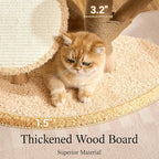 797Audio Natural Wood Flower Cat Tree, Modern Cat Tower with Real Solid Wood Branch, Luxury Aesthetic Cat Tree with Scratching Post, Scratch Pad, Cat Tree Tower for Indoor Large Adult Cats,Cloud White