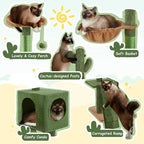 Yaheetech | Cactus Cat Tree | 59.5in Cat Tower w/Cute Perch, Cozy Condo, Convenient Climbing Ladder | Moppy Fabric-Covered Cat House for Indoor Cats | Green/Brown
