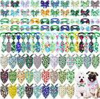 Reginary 120 Pcs Dog Bandanas for Summer Bulk Dog Bows Set Bow Ties Cat Scarf Colorful Washable Triangle Pet Kerchief Cute Bib for Summer Small Medium Large Pets Grooming Accessories Costume