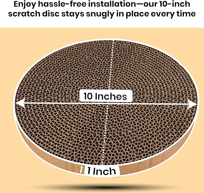 Scratch and Spin Cat Scratcher Replacement Pads for Active Play, Natural Recycled Corrugated Cardboard, Supports Pet Behaviors, Relieves Stress - 3 Count