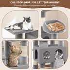 Cat Tree, Tall Cat Tower Condo for Indoor Large Cats, Cat House Furniture with Padded Plush Perch Sisal Scratching Posts (Grey, 63 * 19.7 * 19.7 in)