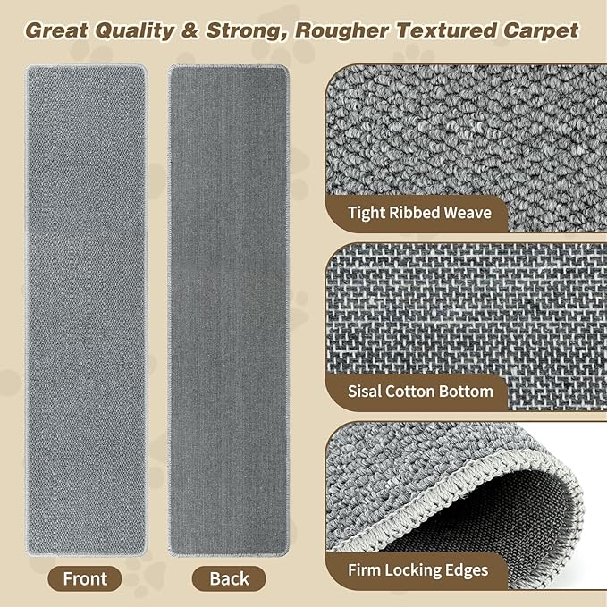 FHTONGE 71x15.8 Thickened Cat Wall Climbing Carpet with 16 Fixed Nails, Extra Large Tall Cat Scratch Pad for Wall, Wall Mounted Climbing Cat Scratcher for Furniture Couch Sofa Protector(Grey)