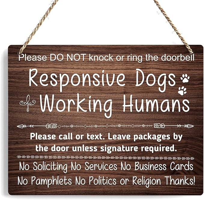 No Soliciting Sign For House, Do Not Knock Or Ring Doorbell, Do Not Knock Or Ring Doorbell, Rustic Hanging Sign For Front Door, Nursery Home Bedroom - f005