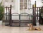 Folding No-Assembly Freestanding Dog Gate with Door,32" Heights Foldable Pet Fence,144" Extra Wide Accordion Puppy Folding Playpen for Doorways,House,Stairs (6 Panels,Black)