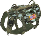 Forestpaw Dog Harness for Large Dogs,Tactical Dog Harness with Handle,No Pull Military Service Dog Vest with Pockets Adjustable for Walking Training,Camo Green,Chest 21.5-45"