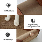2 Pack 26'' Cardboard Cat Scratcher Bed - Large Scratcher Couch for Indoor Cats, Orthopedic Scratching Board, Lounger Scratching Couch with Bells