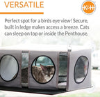 K&H Pet Products EZ Mount Cat Window Perch Penthouse 2-level Tree, Sturdy Window Perch for Large Cats, Steel Frame, Sturdy Suction Cups, Enclosed Privacy Area - Fits 24"W X 34"H Glass Spaces