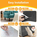 Cat Scratch Pad for Wall,Cuttable and Adhesive Cat Scratching Mat,Fun Interactive Scratcher,Cat Scratch Furniture Protector (Dark Gray,78.7×15.8inch)