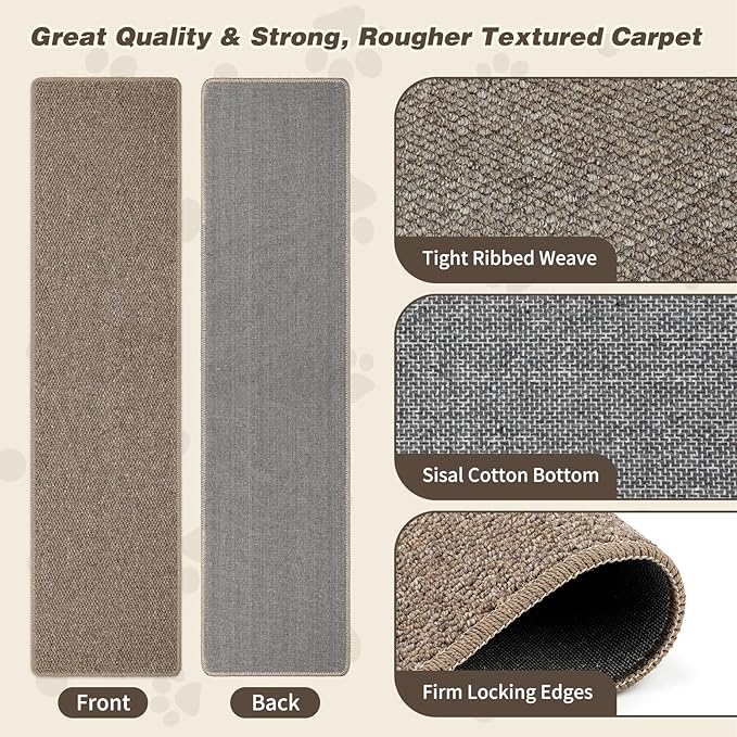 FHTONGE 71x15.8 Thickened Cat Wall Climbing Carpet with 16 Fixed Nails, Extra Large Tall Cat Scratch Pad for Wall, Wall Mounted Climbing Cat Scratcher for Furniture Couch Sofa Protector(Choc Brown)