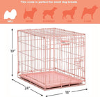 MidWest Homes for Pets 24-Inch Pink Fashion iCrate for Small Breeds, 12-20 lbs, Single Door Folding Dog Crate with Divider Panel, Leak-Proof Tray & Secure Latch, Portable, Durable & Easy to Assemble